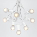25 G30 Globe Light String Set with Frosted White Bulbs on White Wire