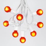 25 G30 Globe Light String Set with Orange Satin Bulbs on White Wire