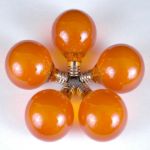 100 G40 Globe String Light Set with Orange Satin Bulbs on White Wire