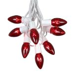 100 C9 Christmas Light Set - Red Bulbs - White Wire