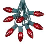 25 Twinkling C9 Christmas Light Set - Red - Green Wire