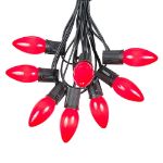 100 C9 Ceramic Christmas Light Set - Red - Black Wire