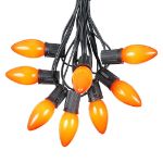 100 C9 Ceramic Christmas Light Set - Orange - Black Wire