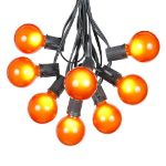 25 G50 Globe Light String Set with Orange Bulbs on Black Wire
