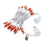 Amber/Orange 50 Light 11' Long White Wire Christmas Mini Lights