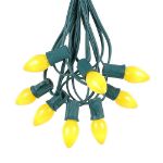 25 Light String Set with Yellow Ceramic C7 Bulbs on Green Wire