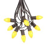 100 C7 String Light Set with Yellow Ceramic Bulbs on Brown Wire