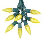 25 Light String Set with Yellow LED C9 Bulbs on Green Wire