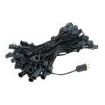 C7 100' String on Black Wire, 100 Sockets