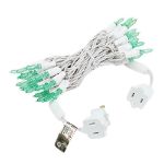 35 Light Traditional T5 Green LED Mini Lights White Wire