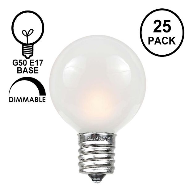 Frosted White G50 7 Watt Replacement Bulbs 25 Pack