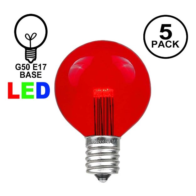 5 Pack Red LED G50 Globe Bulbs