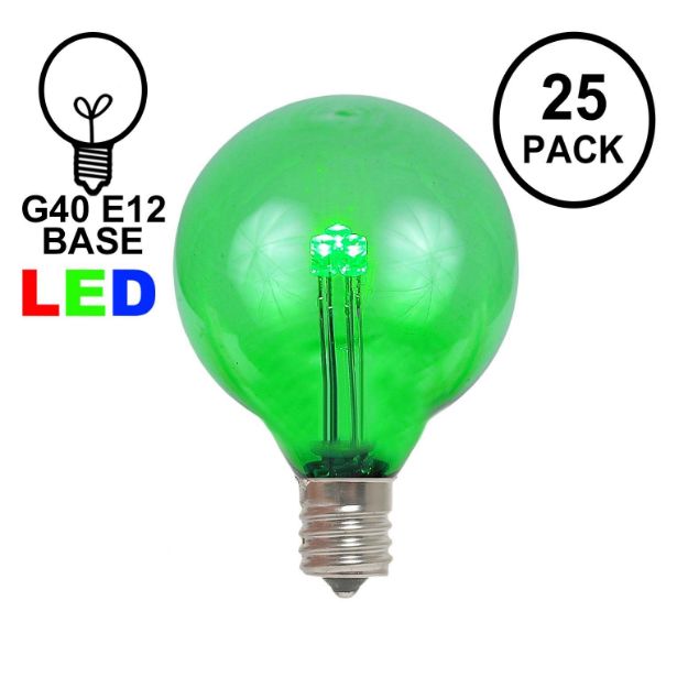Green - G40 - Glass LED Replacement Bulbs - 25 Pack