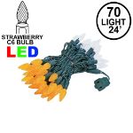 Orange and White 70 LED C6 Strawberry Mini Lights Commercial Grade Green Wire
