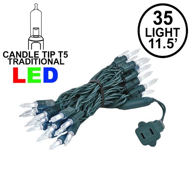 35 Light Traditional T5 Pure White LED Mini Lights Green Wire