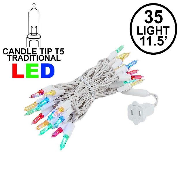 35 Light Traditional T5 Multi LED Mini Lights White Wire