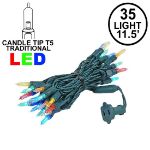 35 Light Traditional T5 Multi LED Mini Lights Green Wire