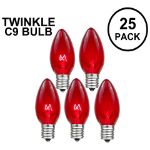 Red Twinkle C9 Bulbs 7 Watt Replacement Lamps 25 Pack