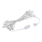 25 G30 Globe Light String Set with Frosted White Bulbs on White Wire