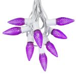 25 Light String Set with Purple LED C9 Bulbs on White Wire