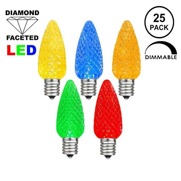 Multi Colored C7 LED Replacement Lamps 25 Pack