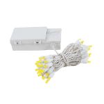 50 LED Battery Operated Lights Yellow on White Wire