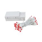 50 LED Battery Operated Lights Red on White Wire