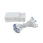 50 LED Battery Operated Lights Blue on White Wire