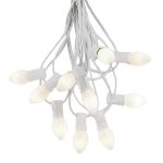25 Light String Set with White Ceramic C7 Bulbs on White Wire