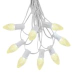 25 Light String Set with Warm White LED C7 Bulbs on White Wire