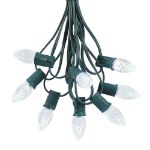 25 Light String Set with Pure White LED C7 Bulbs on Green Wire