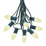 25 Light String Set with Warm White LED C7 Bulbs on Green Wire
