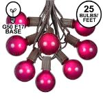 25 G50 Globe Light String Set with Purple Bulbs on Brown Wire