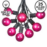 25 G50 Globe Light String Set with Purple Bulbs on Black Wire