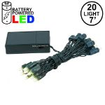 20 LED Battery Operated Lights Warm White Green Wire