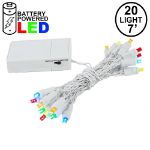 20 LED Battery Operated Lights Multi White Wire