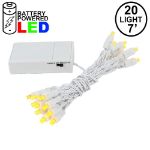 20 LED Battery Operated Lights Yellow White Wire
