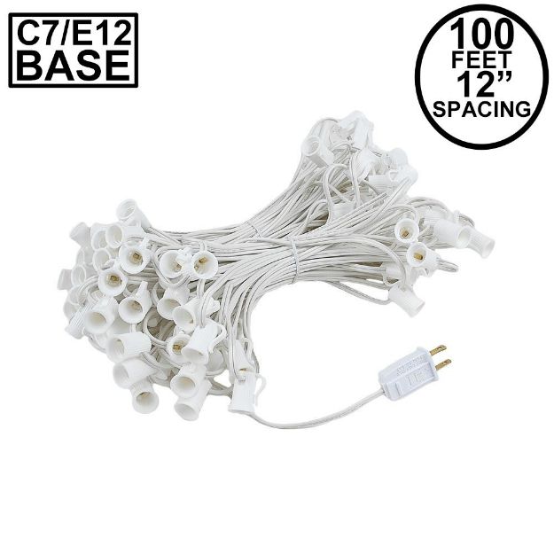 C7 100' String on White Wire, 100 Sockets