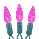Pink 70 LED C6 Strawberry Mini Lights Commercial Grade on Green Wire