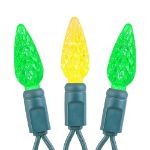 Green and Yellow 70 LED C6 Strawberry Mini Lights Commercial Grade Green Wire