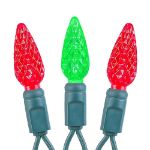 Red and Green 70 LED C6 Strawberry Mini Lights Commercial Grade Green Wire