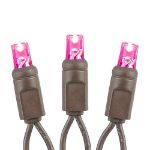 Commercial Grade Wide Angle 50 LED Pink 25' Long on Brown Wire