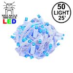 Commercial Grade Wide Angle 50 LED Blue 25' Long on White Wire