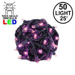 Commercial Grade Wide Angle 50 LED Pink 25' Long on Black Wire