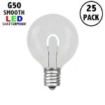 Pure White G50 U-Shaped LED Plastic Flex Filament Replacement Bulbs 25 Pack