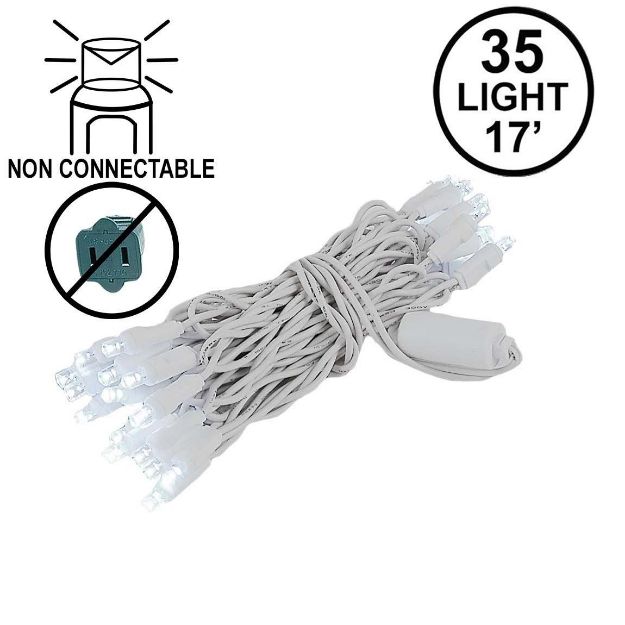 35 Light Non Connectable Pure White LED Mini Lights White Wire