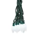 25 Pure White Ceramic LED C9 Pre-Lamped String Lights Green Wire
