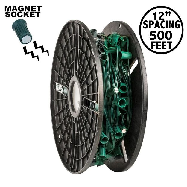 C9 Magnetic 500' Spool 12" Spacing Green Wire