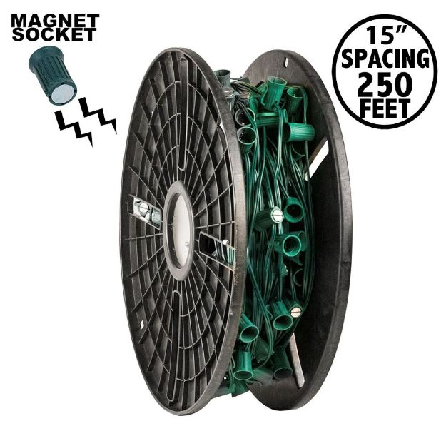 C9 Magnetic 250' Spool 15" Spacing Green Wire