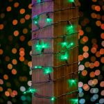 50 LED Green LED Christmas Lights 11' Long on Brown Wire